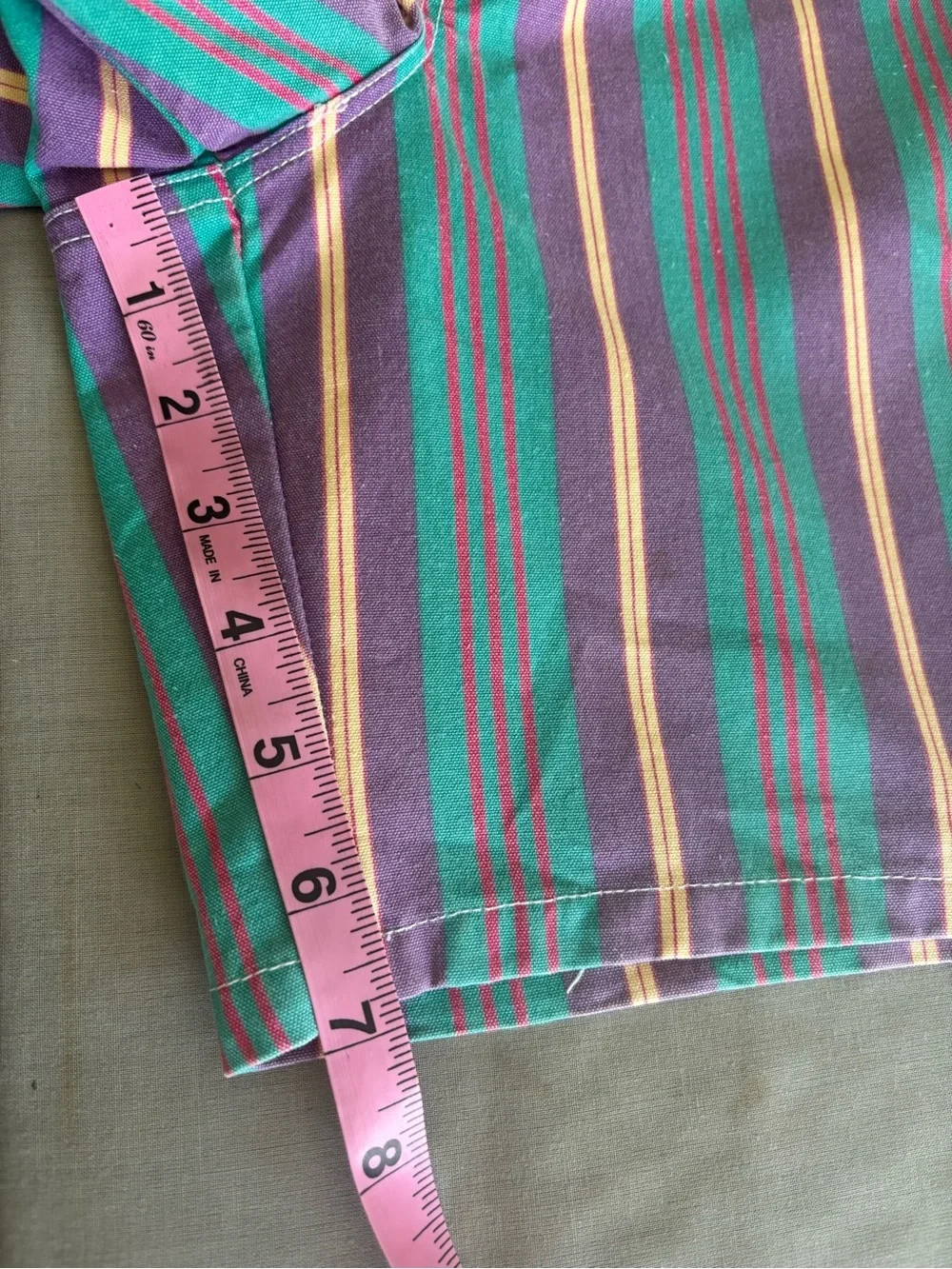 Vintage J Crew Sailing Shorts Purple Green Stripe Lace Up Canvas 36